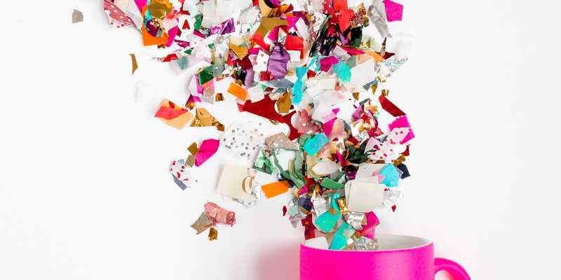 GRL PWR pink mug of confetti