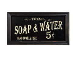 vintage bath advertising sign soap & water 5 cents