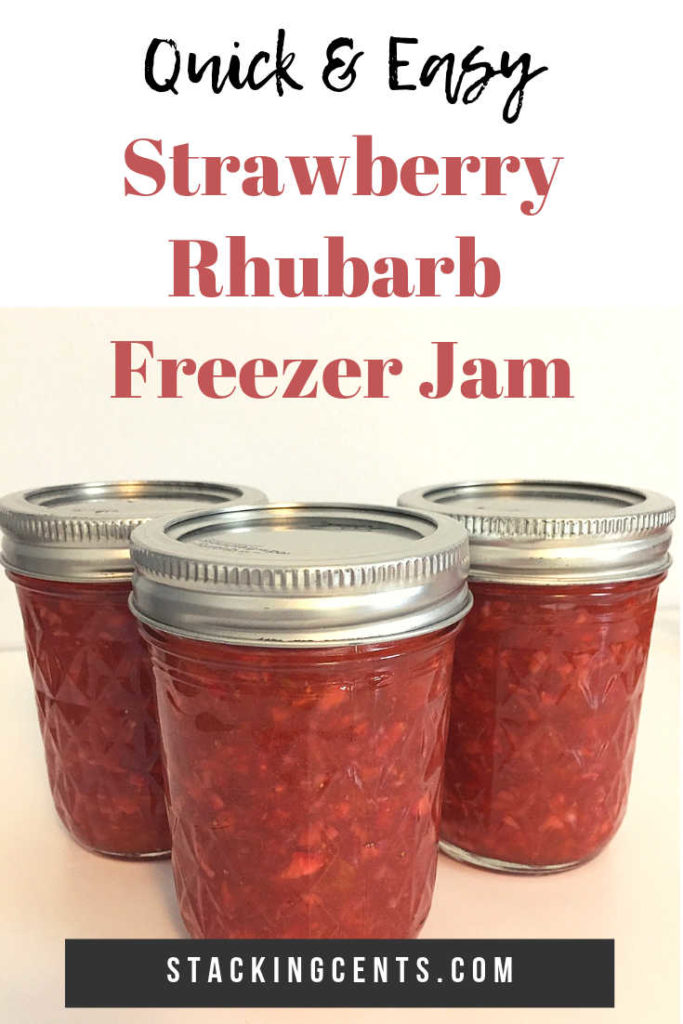 strawberry rhubarb freezer jam jars